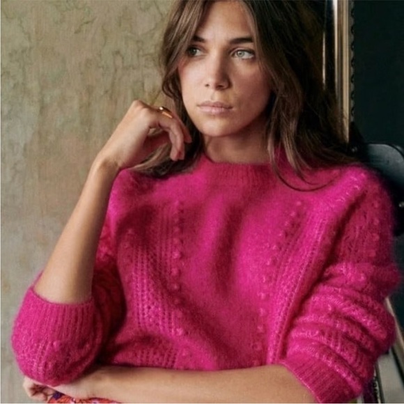 Sezane Come Jumper bright pink fuchsia Size Small - Picture 7 of 7